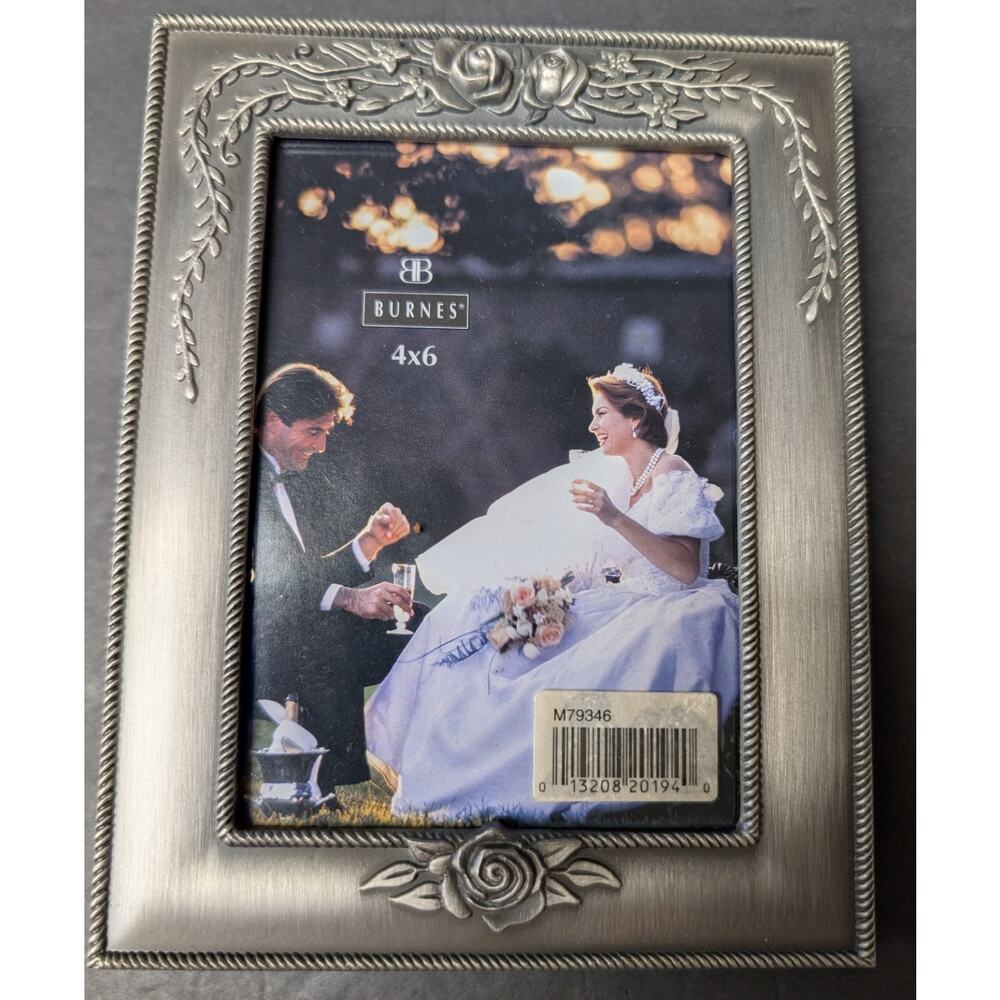 Burnes Of Boston Mini Max Photo Album 4x6 Silvertone Metal Frame Velour Cover